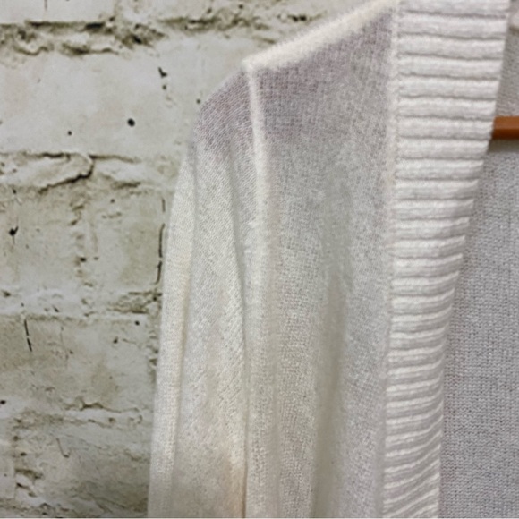 Pieces Kensie Cream Open Front Cardigan Sweater Pockets - Picture 2 of 5